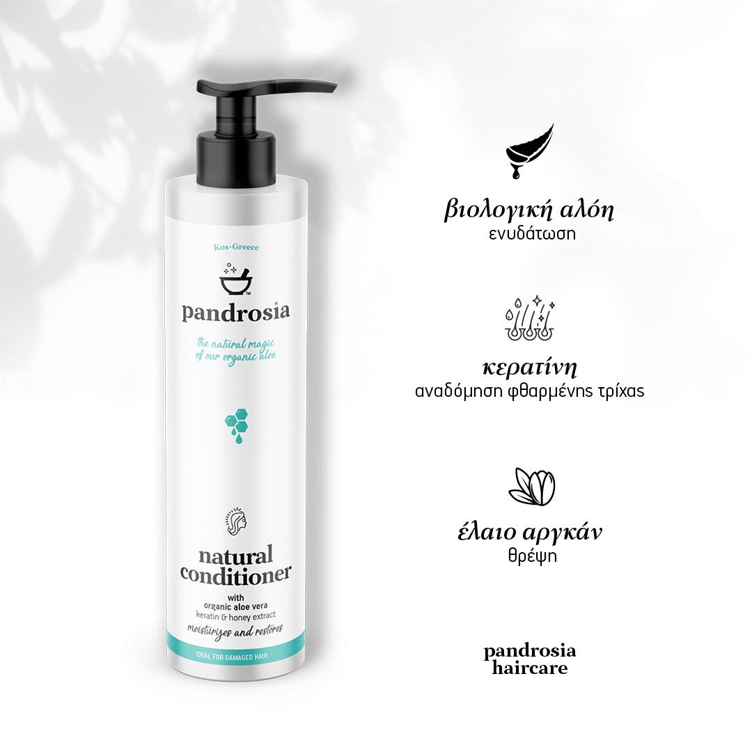 Natural conditioner with organic aloe vera, organic olive oil & honey extract 250ml